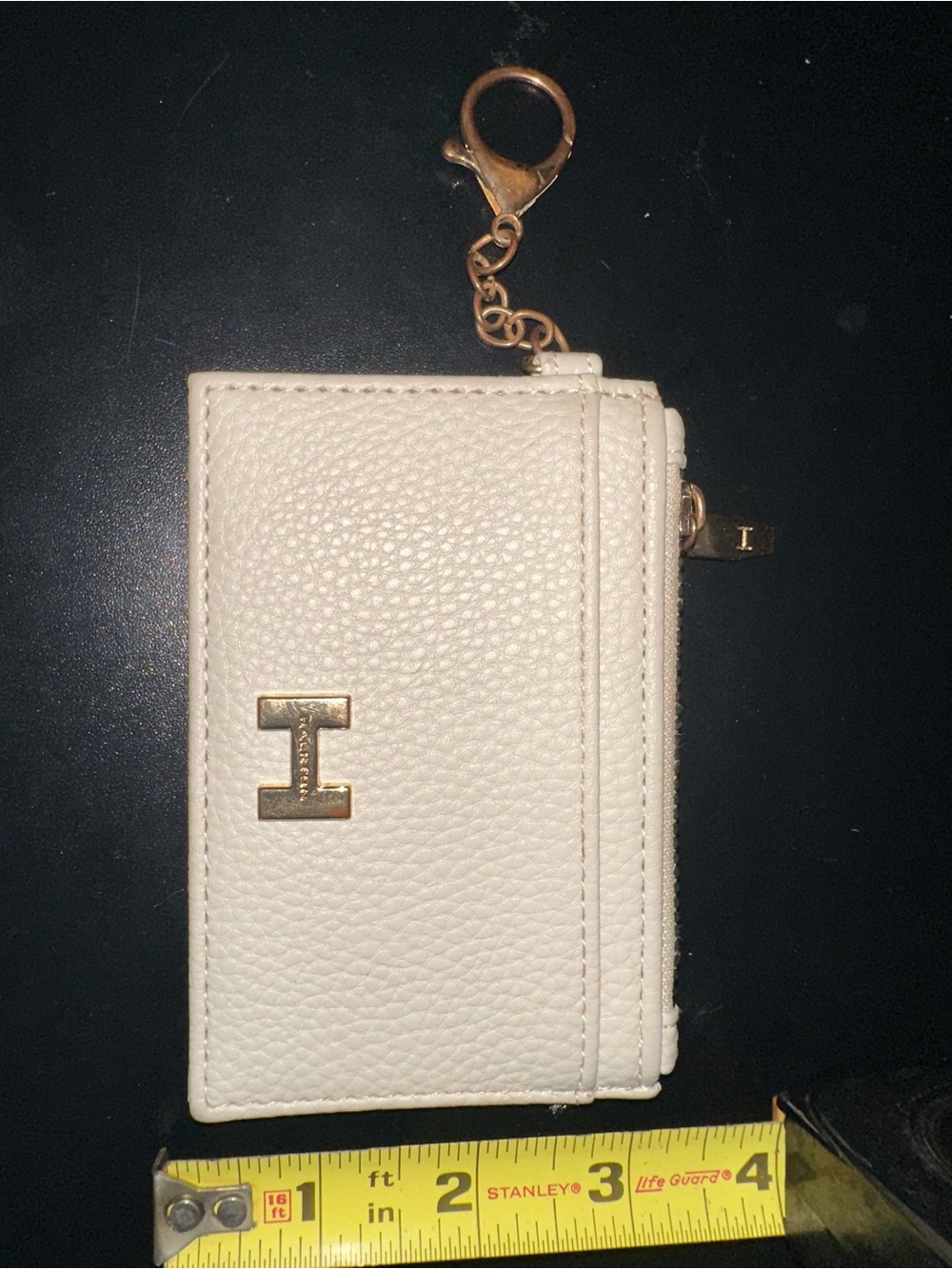 H by Halston Cream Leather Card Holder with Gold Keychain - Picture 7 of 7